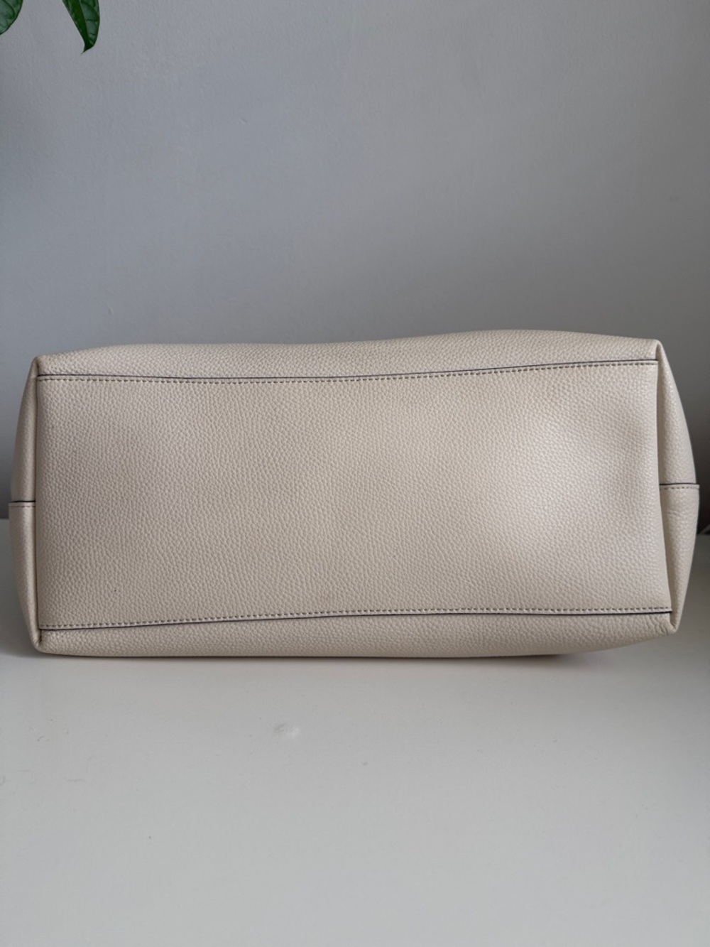 Coach Pebbled Chalk Leather Town Tote with Brown Pouch and a scarf accent - Picture 7 of 13